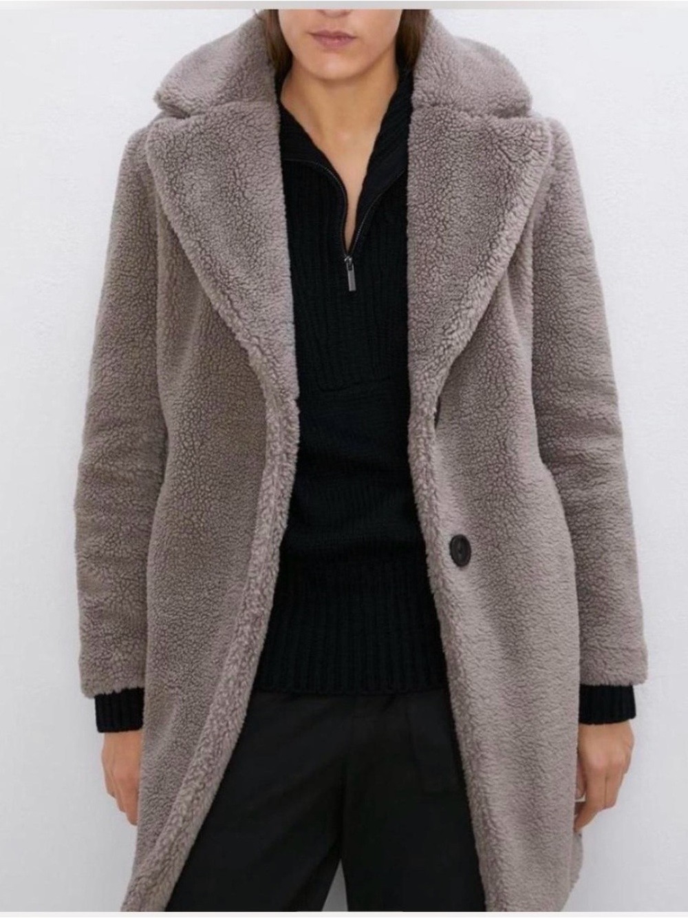 Zara Gray Teddy Faux Fur Sherpa Coat